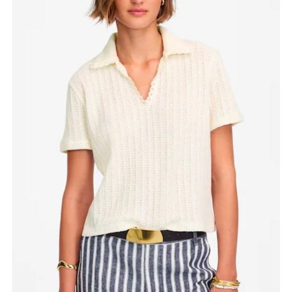 Madewell Crochet-Knit V-Neck Sweater Tee Size L NWT - Picture 1 of 7